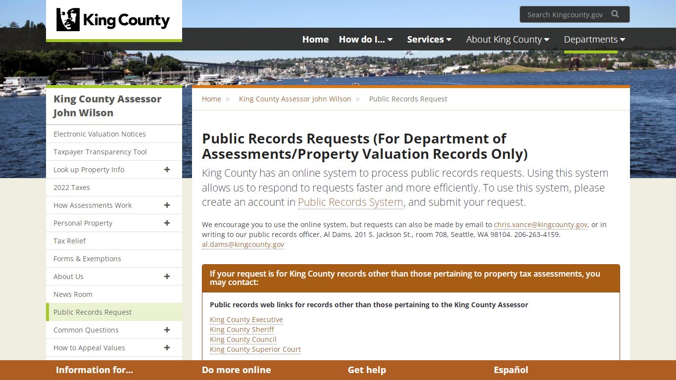 Public Records Request - King County