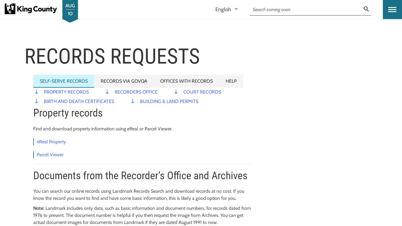 Records Requests - King County, Washington