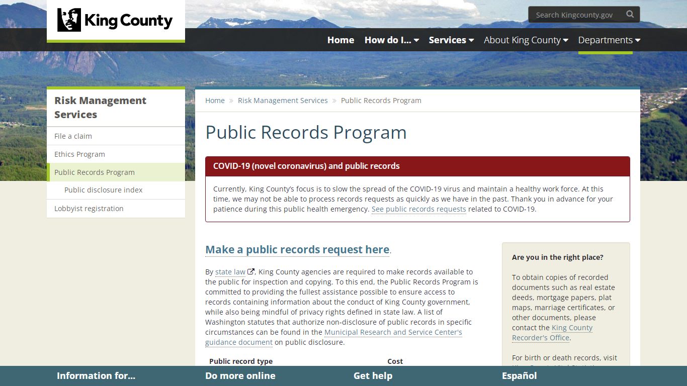 Public Records Program - King County